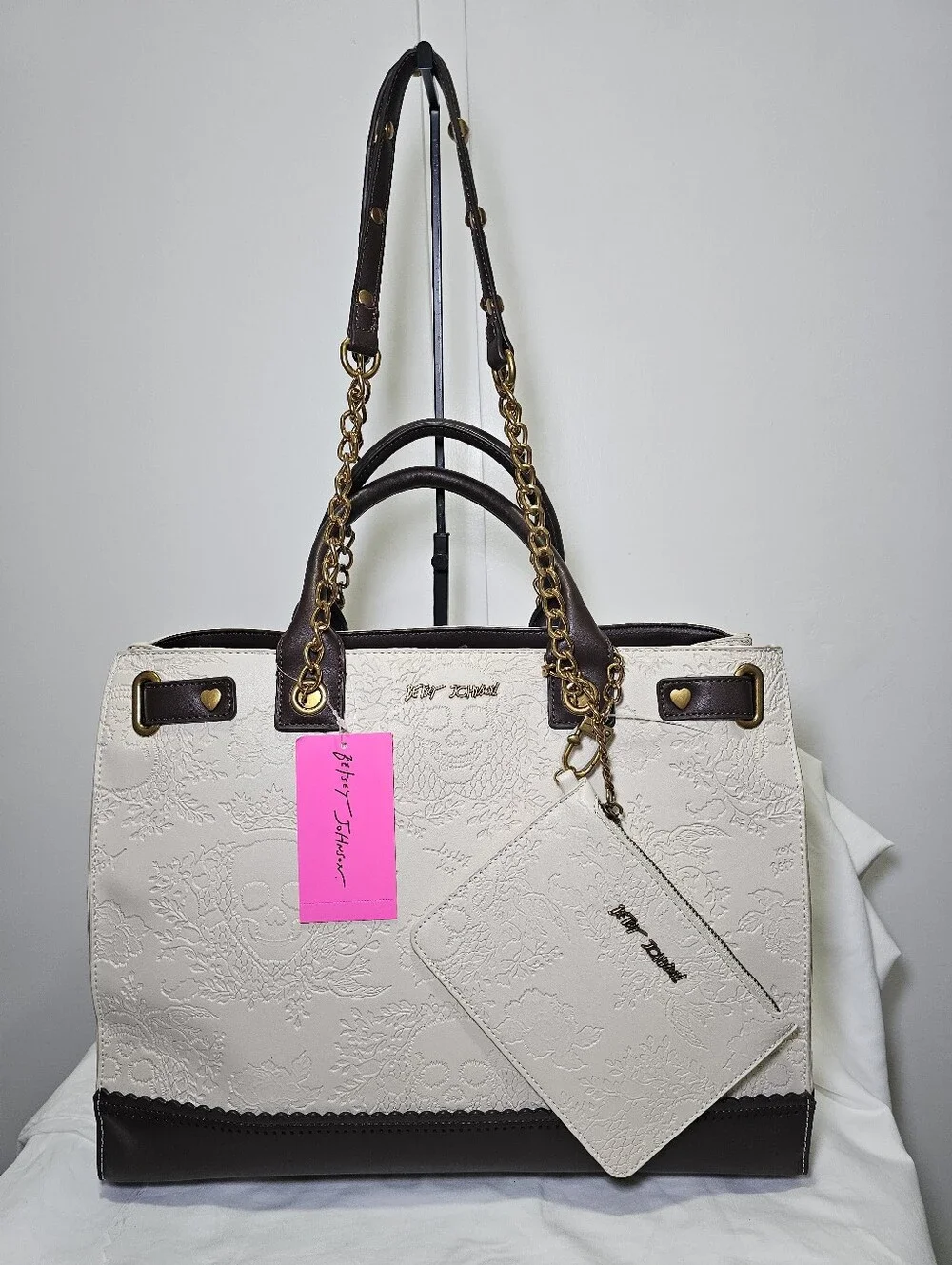 NWT Betsey Johnson Xokiara Embossed Skulls Tote Bag